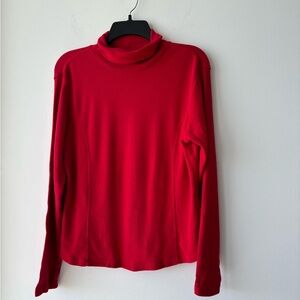 VTG Coldwater Creek Turtleneck Top Red Knit Cotton Long Sleeve Women M Preppy